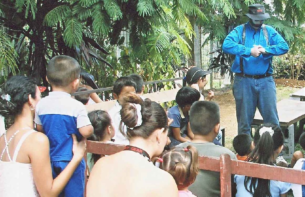 Clown entertaining Bible School Kids