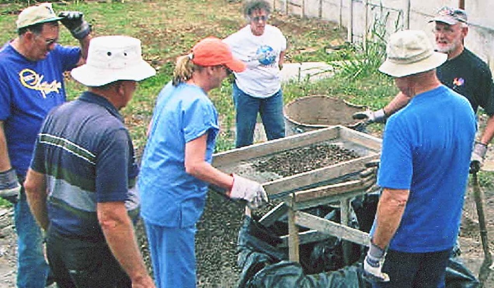 Julie working on concrete mix